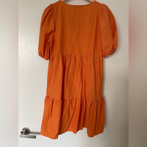 LC Waikiki Tiered Poplin Dress with Pockets - Size L - Color Orange - Brand New - Picture 3 of 4